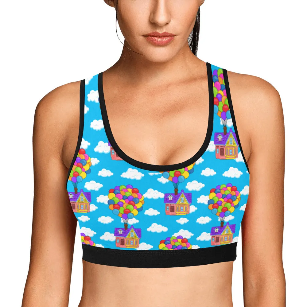 Disney Up Floating Houses Women's Athletic Sports Bra