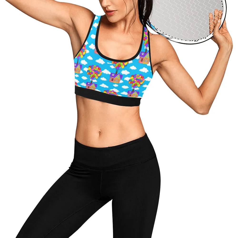 Disney Up Floating Houses Women's Athletic Sports Bra