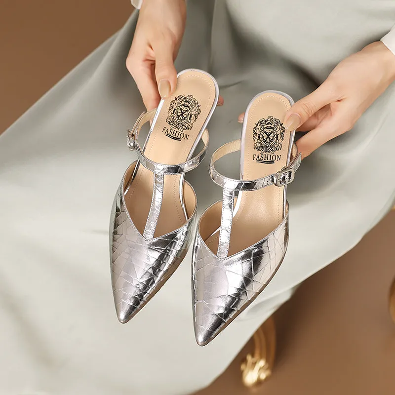 Elegant French Style Sandals with Pointed Toe