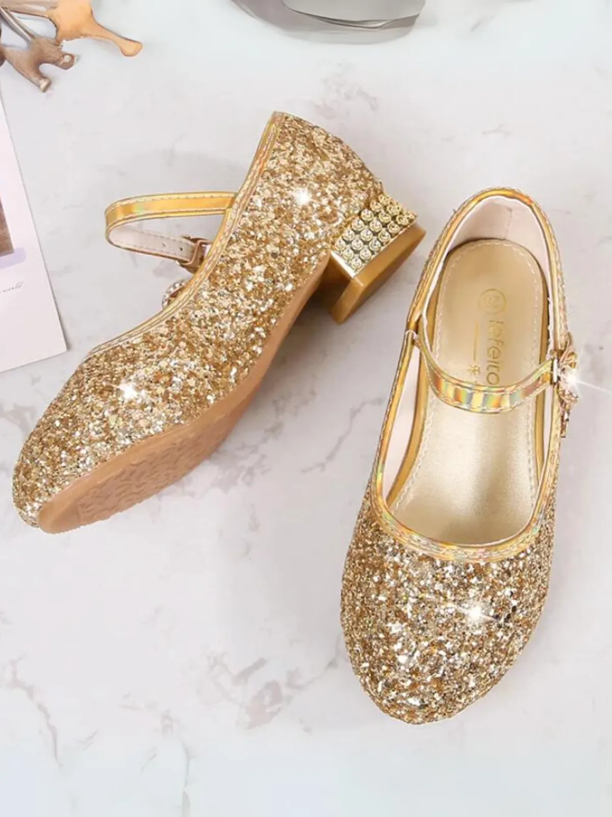 Fairytale Footwear Sequin Mary Jane Heels By Liv and Mia