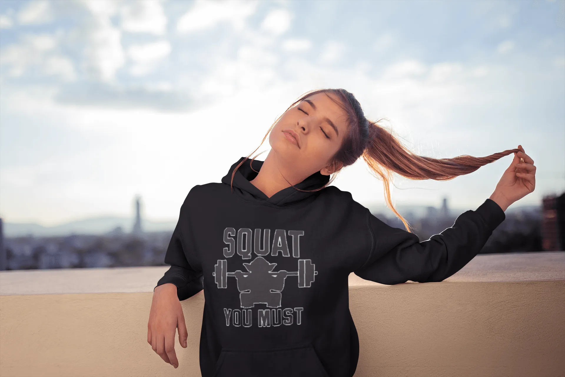 Fitness Hoodie Squats We Must Ultra Soft Midweight Blended Cotton Pullover