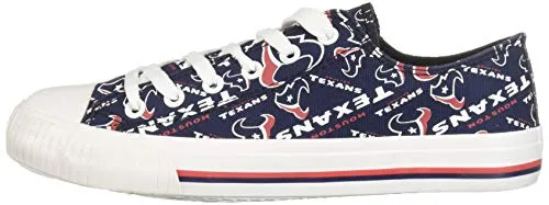 FOCO Houston Texans NFL Womens Low Top Repeat Print Canvas Shoes - 9