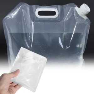 Foldable Water Bag Outdoor Sports Camping Hiking Storge Water Bucket Picnic Water Container Lifting Carrier Water Bag 5L(WHITE)