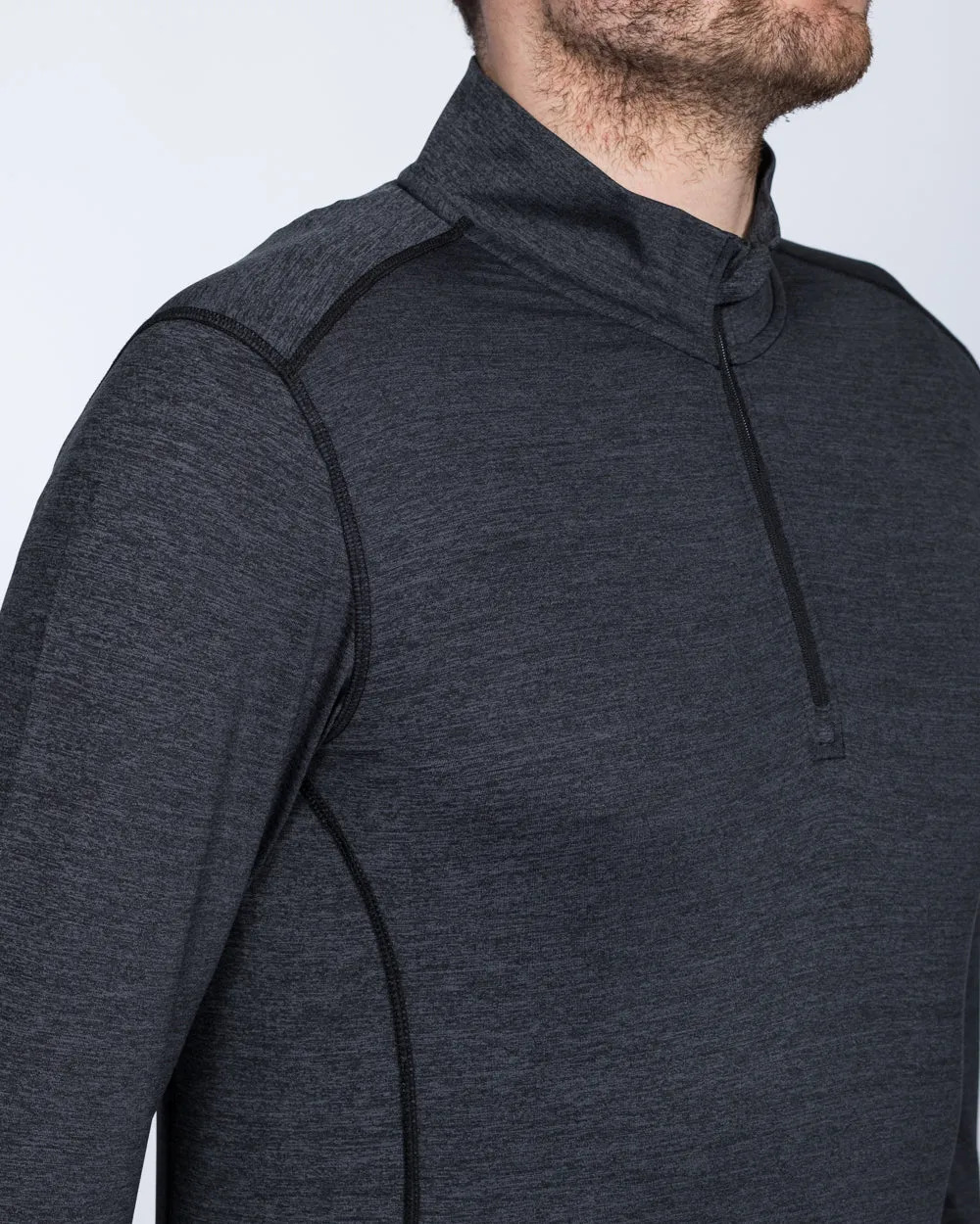 Girav Tall Quarter-Zip Baselayer (black marl)