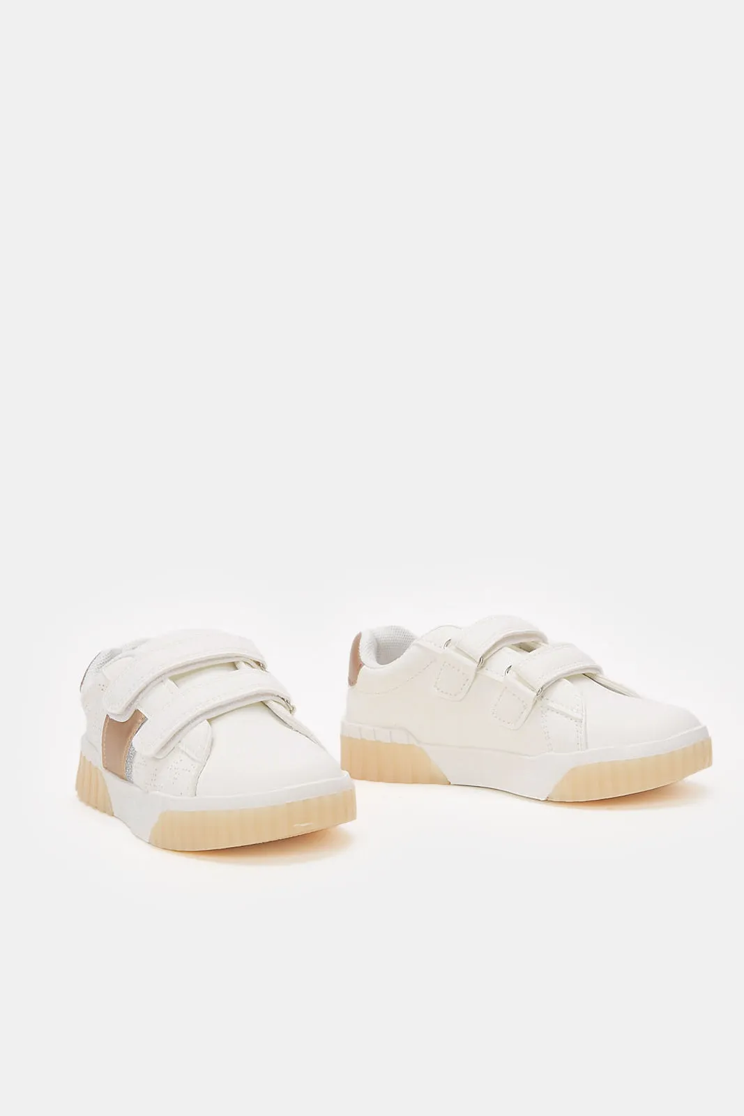 Girls Cream Velcro Trainer