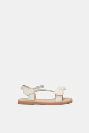 Girls White Bow Strap Sandal