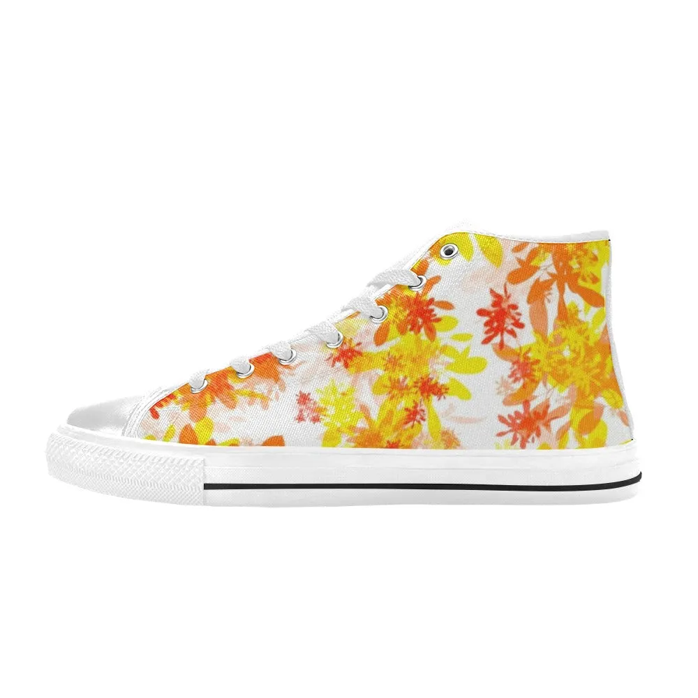 Golden Leaves High Top Canvas Women's Shoes