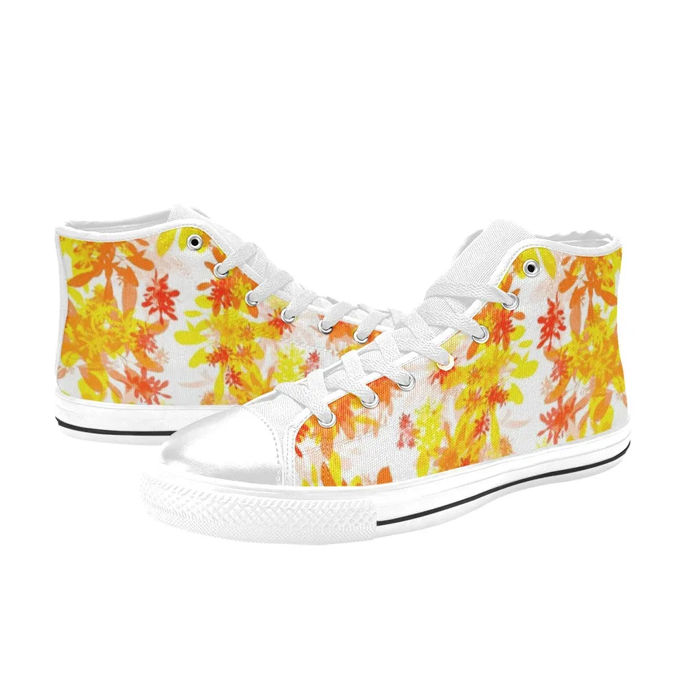 Golden Leaves High Top Canvas Women's Shoes