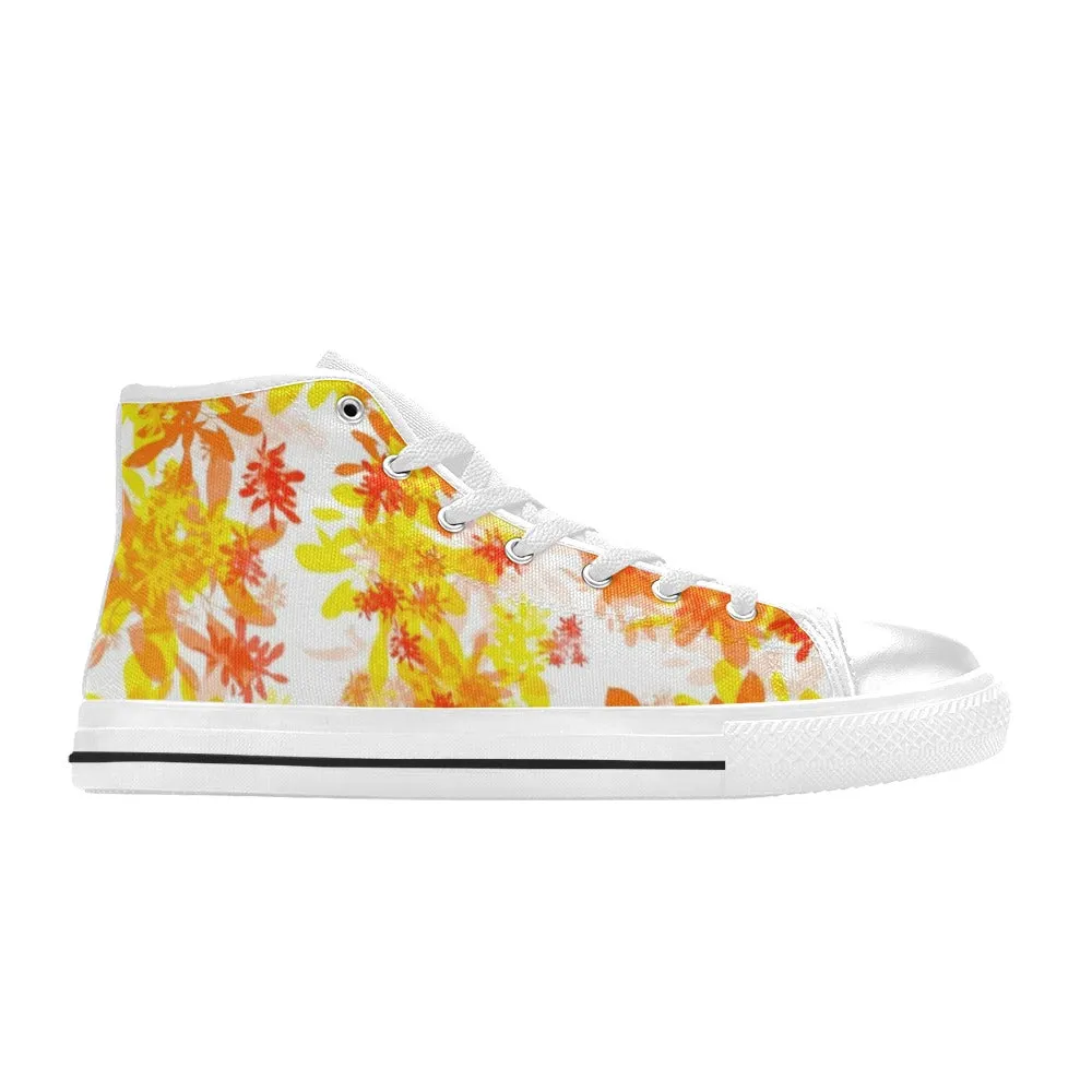 Golden Leaves High Top Canvas Women's Shoes