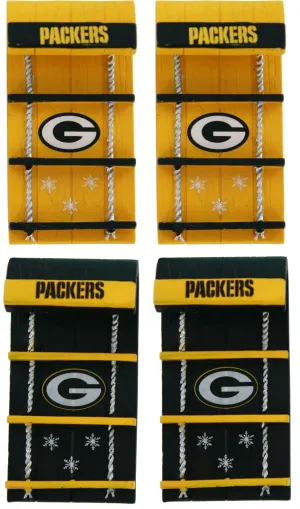 Green Bay Packers Team Toboggan Ornaments - Set of 4