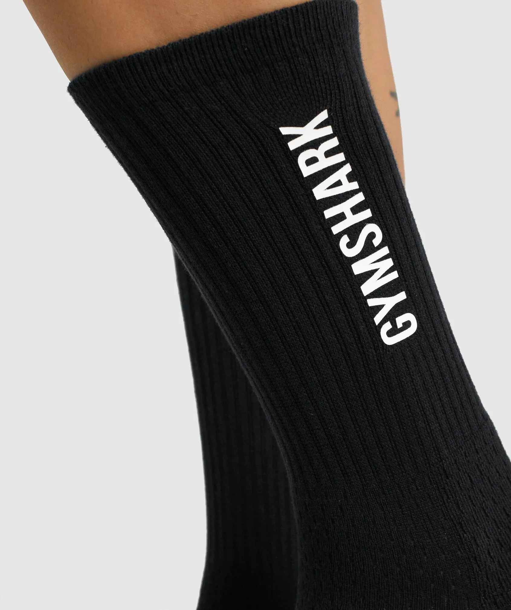 Gymshark Premium Logo Crew Socks 1pk - Black