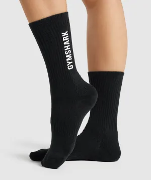 Gymshark Premium Logo Crew Socks 1pk - Black