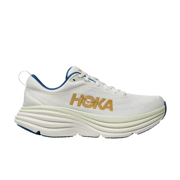 HOKA Men's Bondi 8 Medium White/Gold