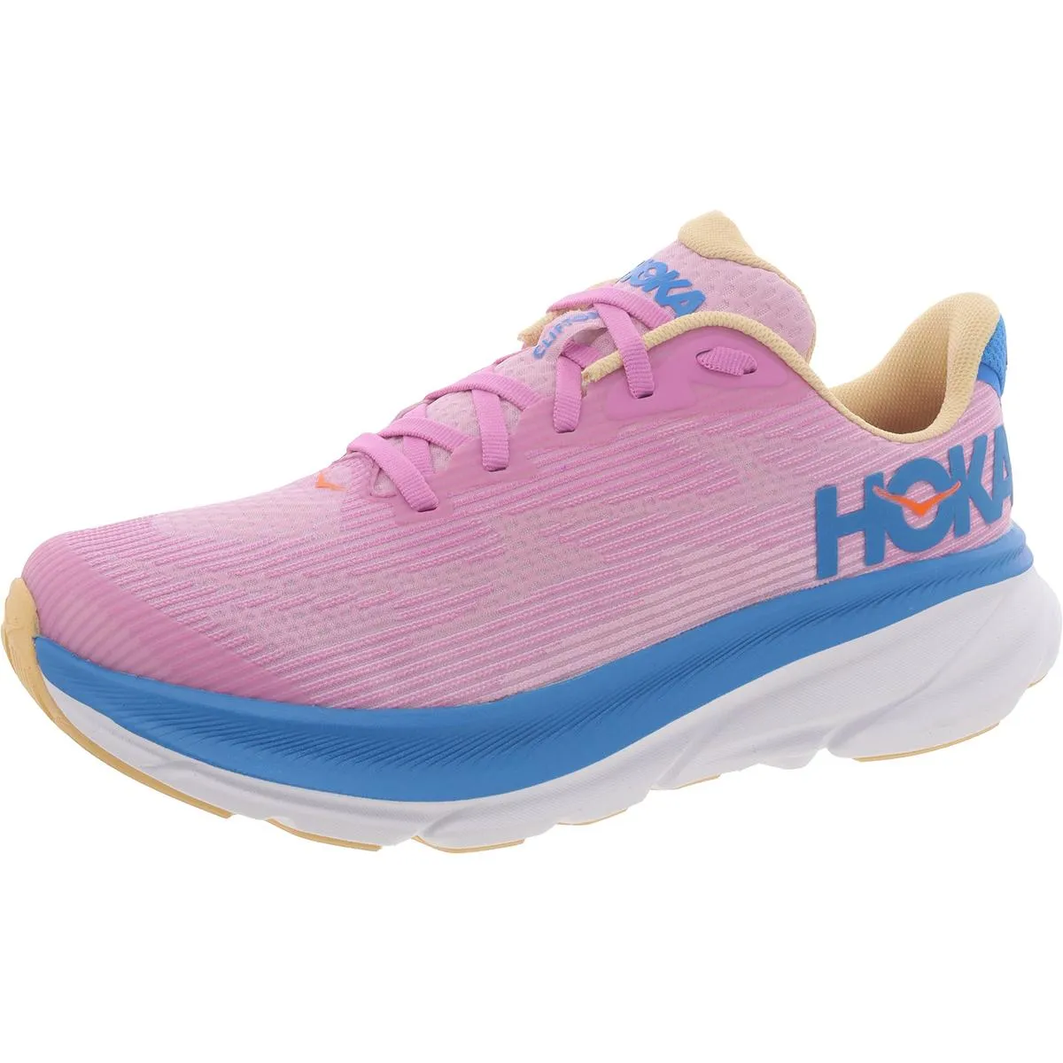 Hoka One One Mens Cliftons Breathable Tie String Athletic and Training Shoes