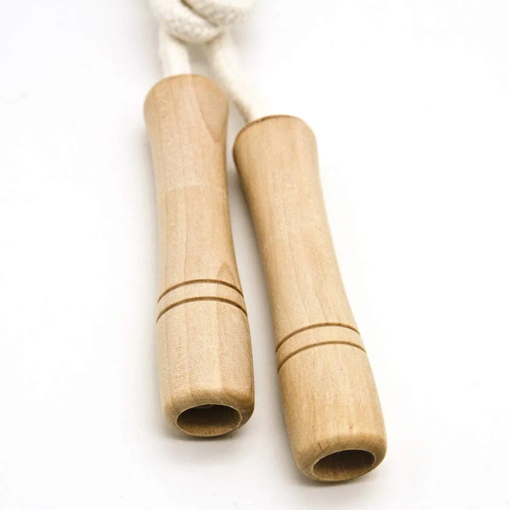 Homello Jump Rope For Kids - Wooden Handle - Adjustable Cotton Braided Fitness Skipping Rope