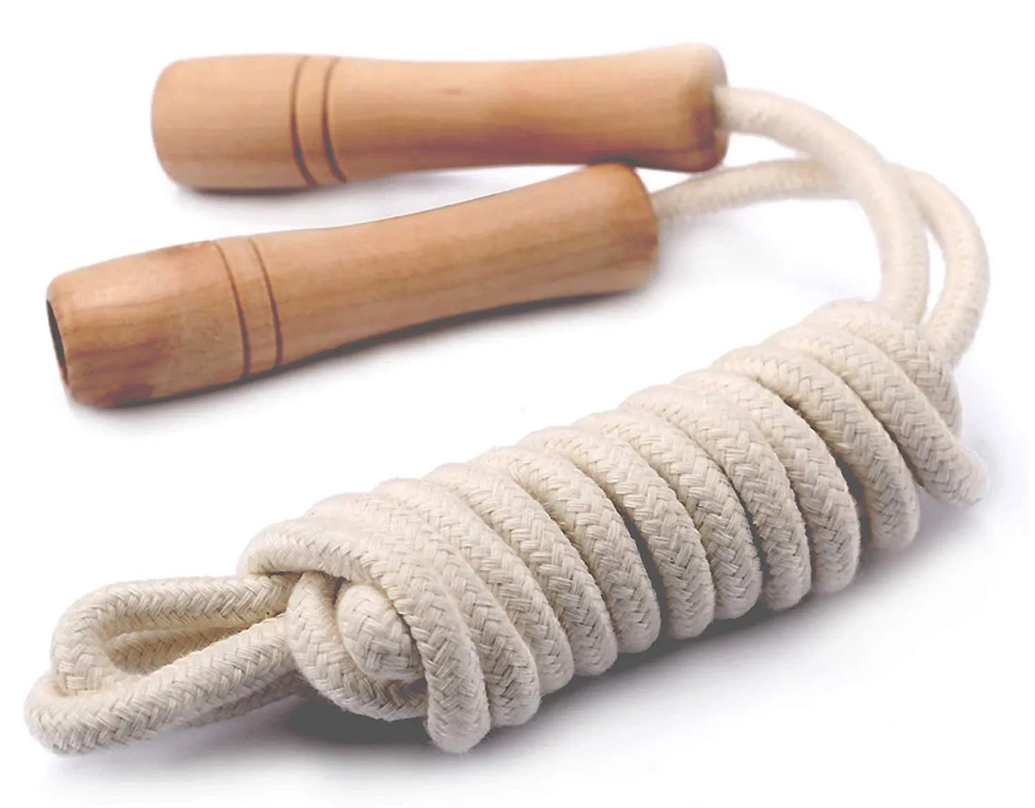 Homello Jump Rope For Kids - Wooden Handle - Adjustable Cotton Braided Fitness Skipping Rope