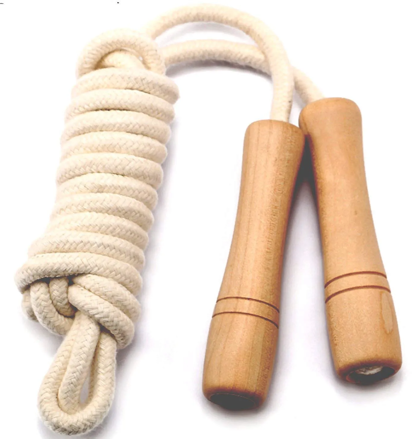 Homello Jump Rope For Kids - Wooden Handle - Adjustable Cotton Braided Fitness Skipping Rope