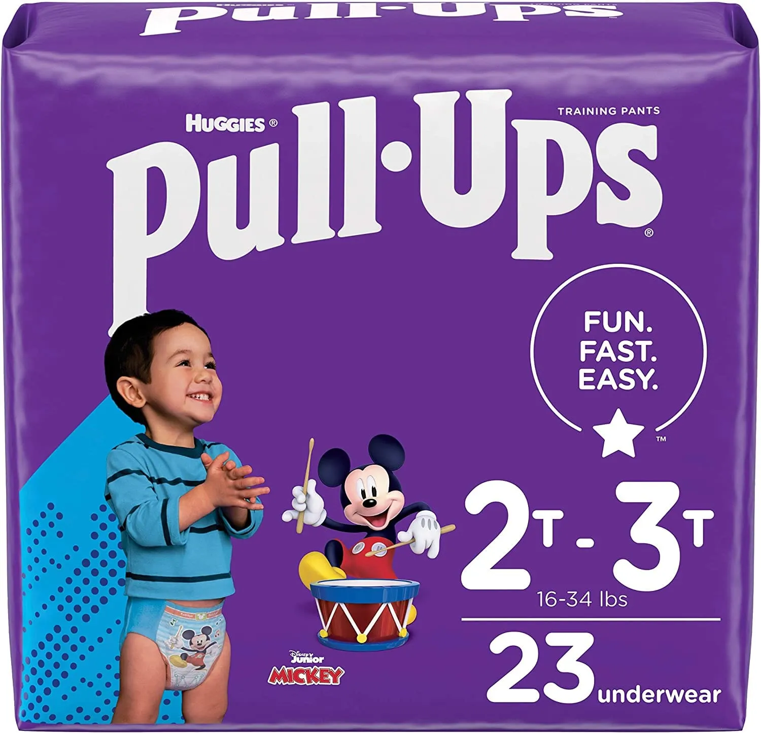 Huggies Pull-Ups Boys' Potty Training Pants, Size 4, 2T-3T, 23 Ct - 03600051334