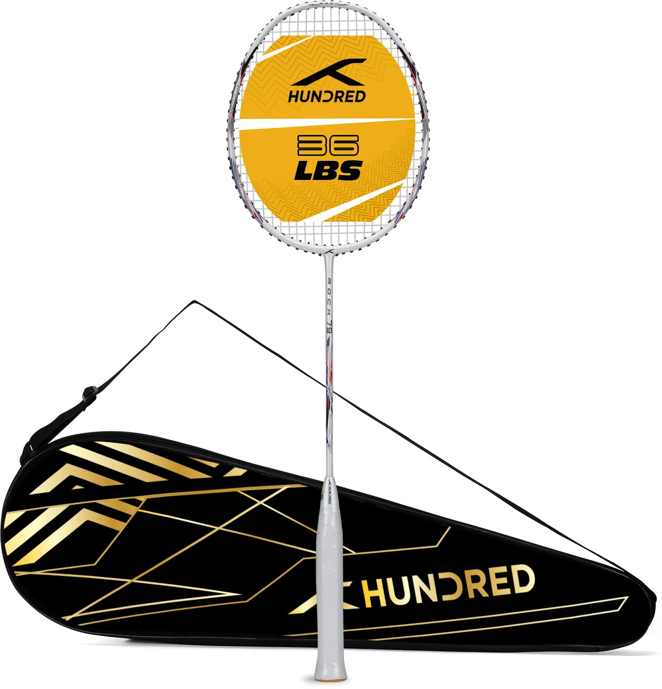 Hundred ROCK 79 Strung Badminton Racquet (White)