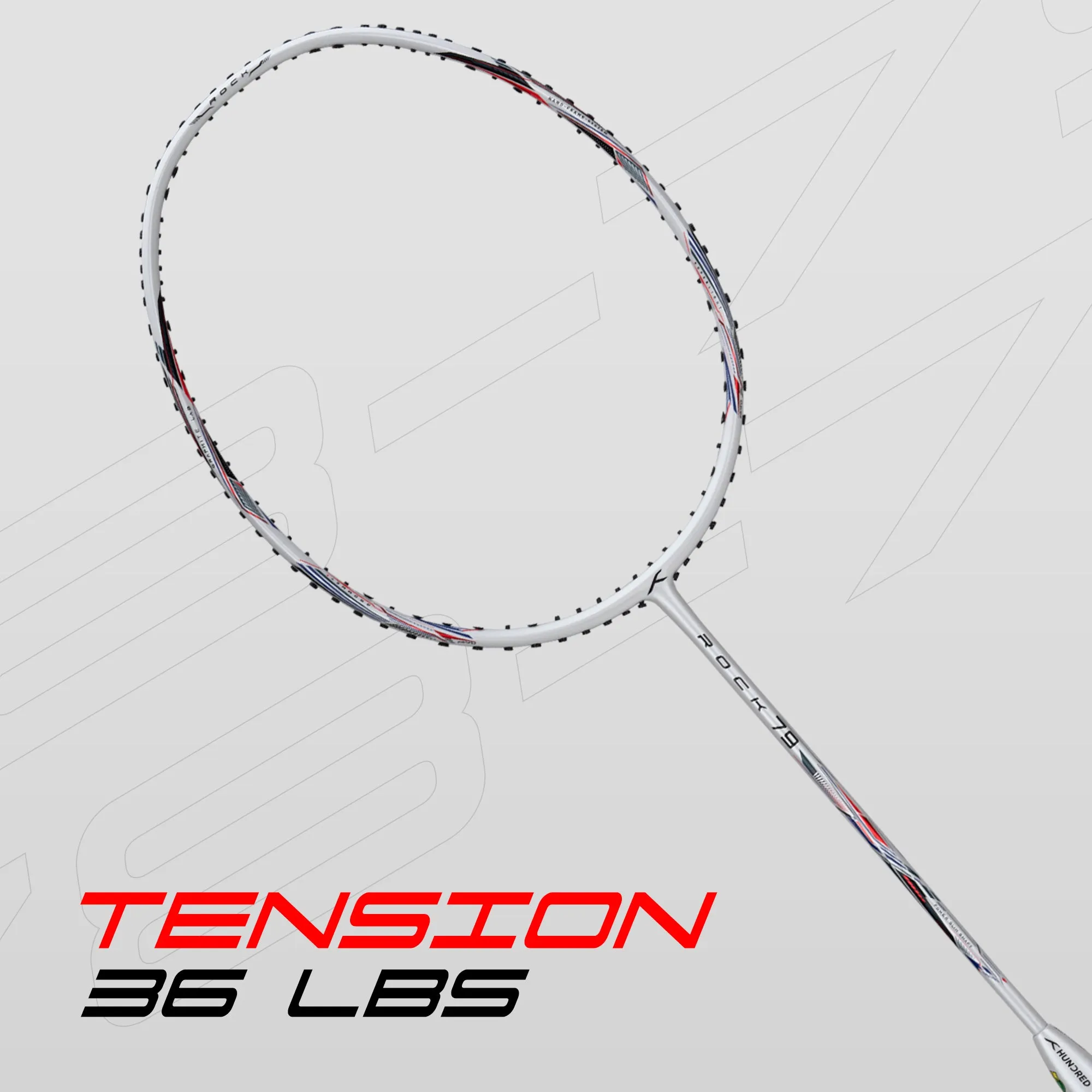 Hundred ROCK 79 Strung Badminton Racquet (White)