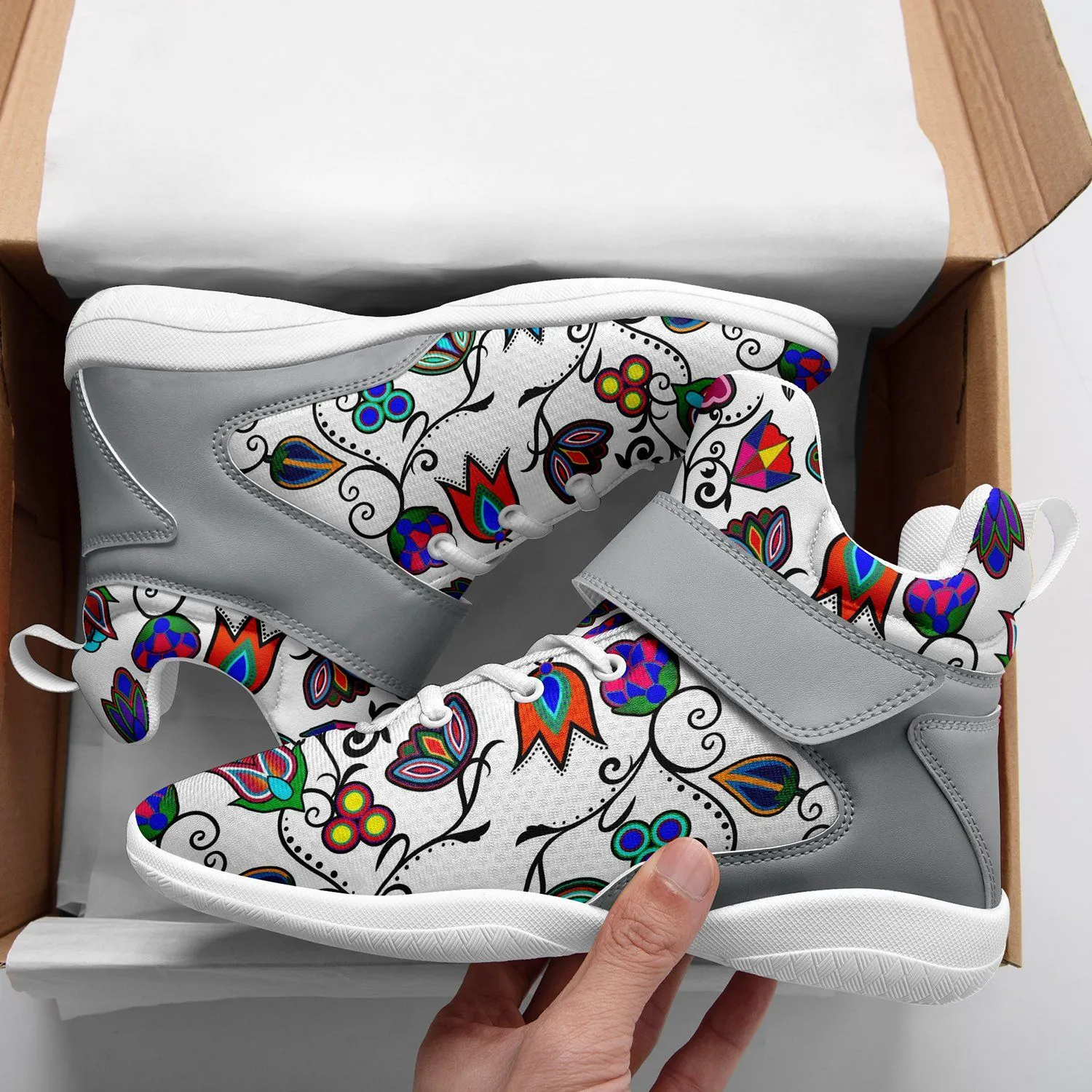 Indigenous Paisley White Ipottaa Basketball / Sport High Top Shoes