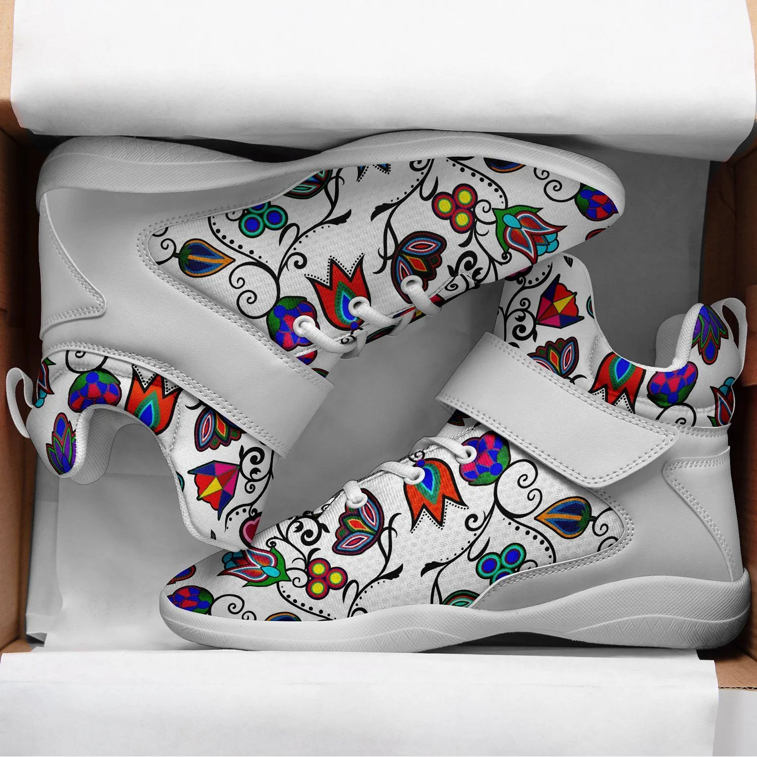 Indigenous Paisley White Ipottaa Basketball / Sport High Top Shoes