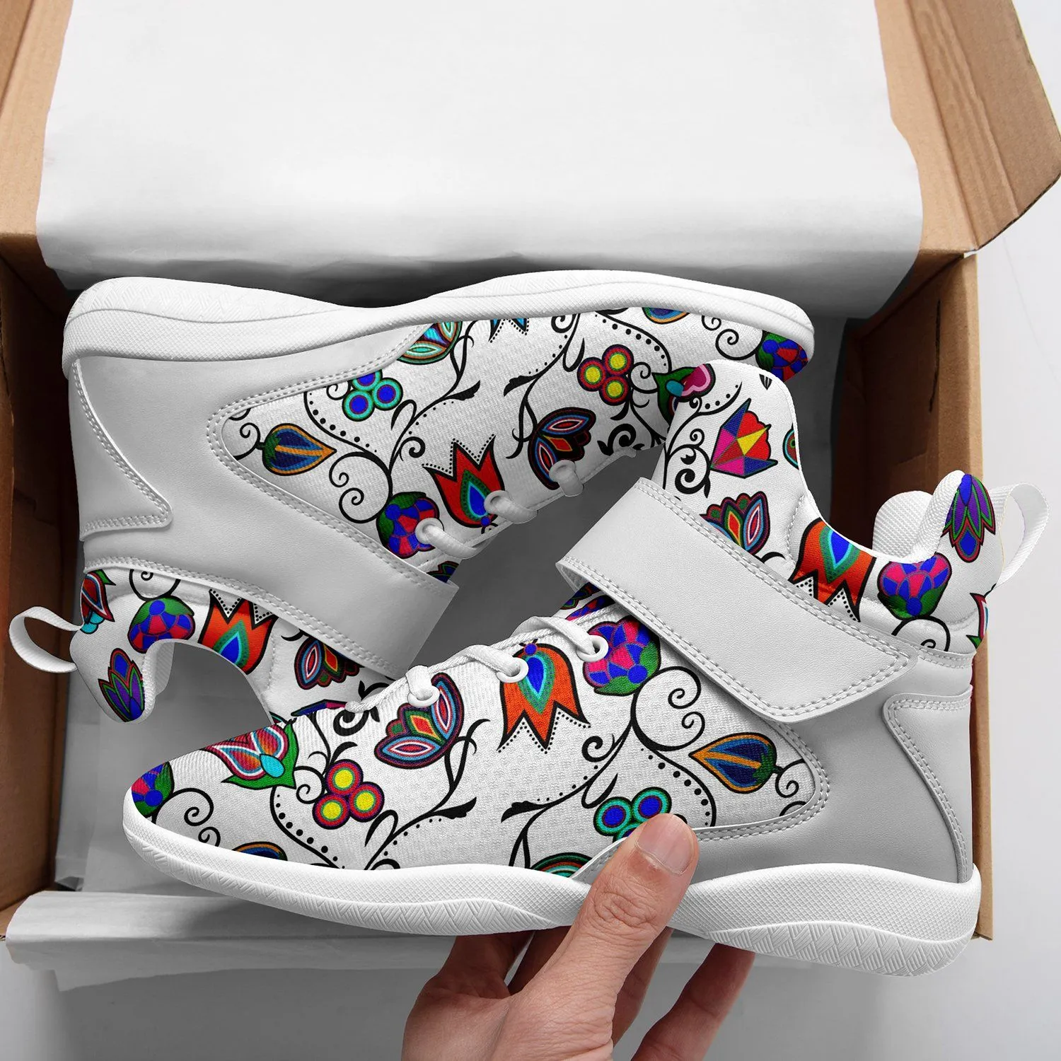 Indigenous Paisley White Ipottaa Basketball / Sport High Top Shoes