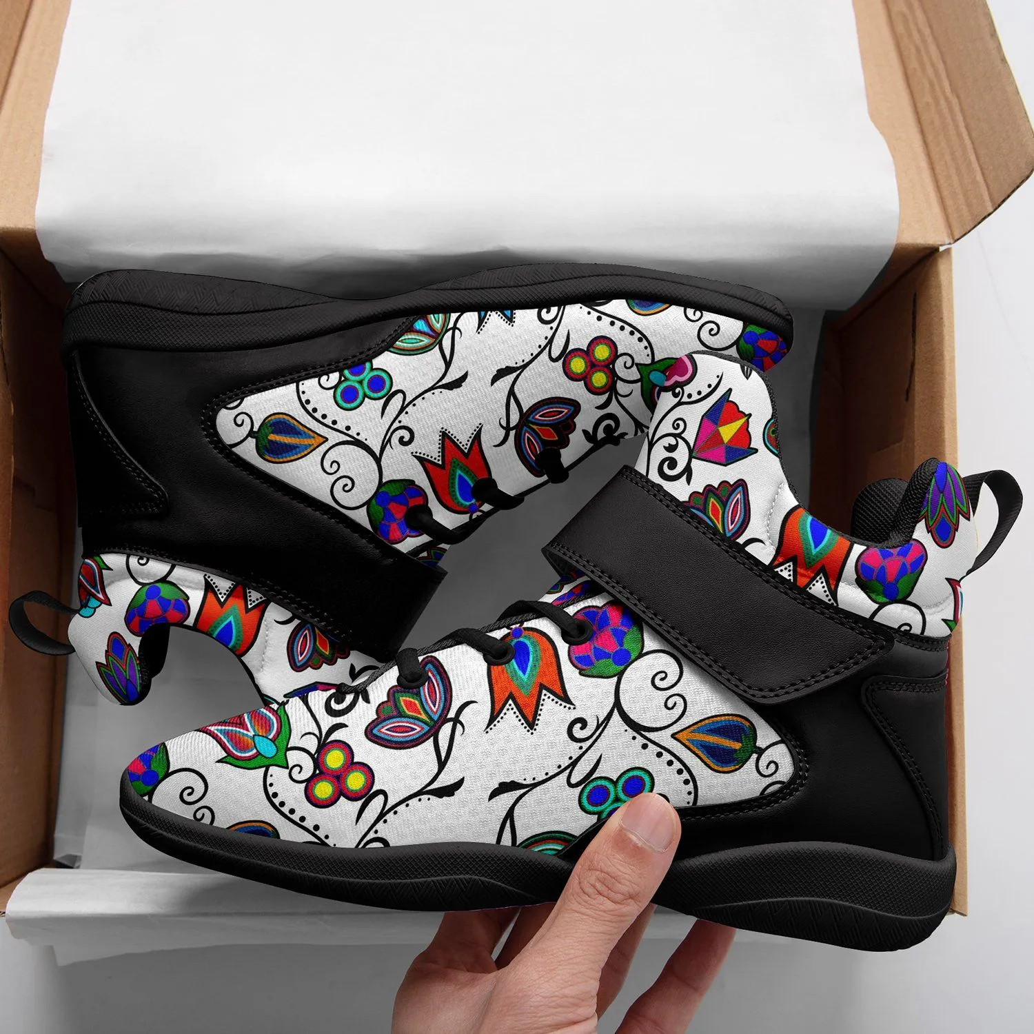 Indigenous Paisley White Ipottaa Basketball / Sport High Top Shoes