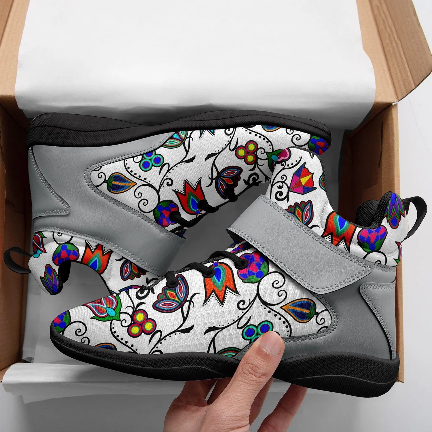 Indigenous Paisley White Ipottaa Basketball / Sport High Top Shoes