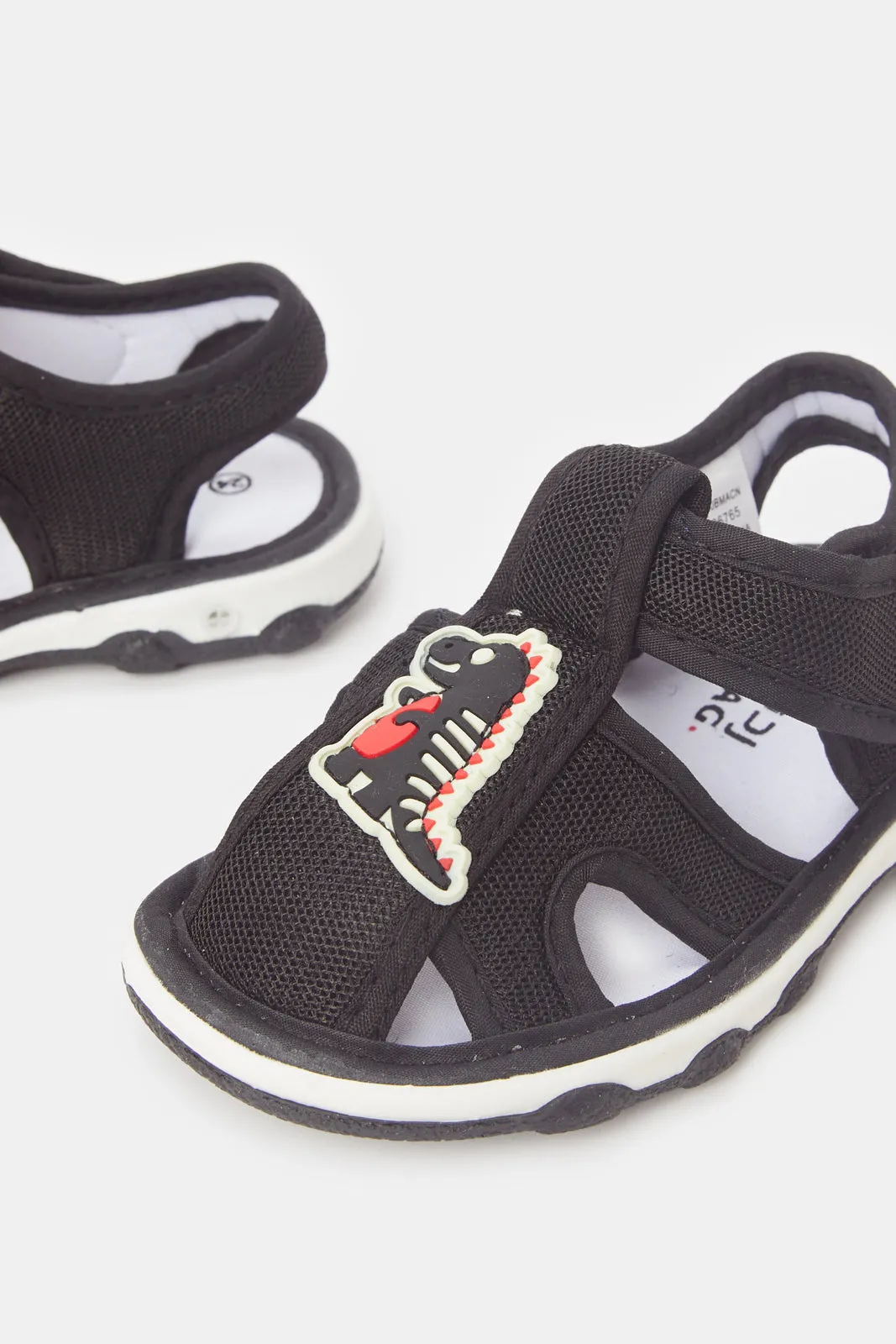 Infant Boys Black Dinosaur Sandal