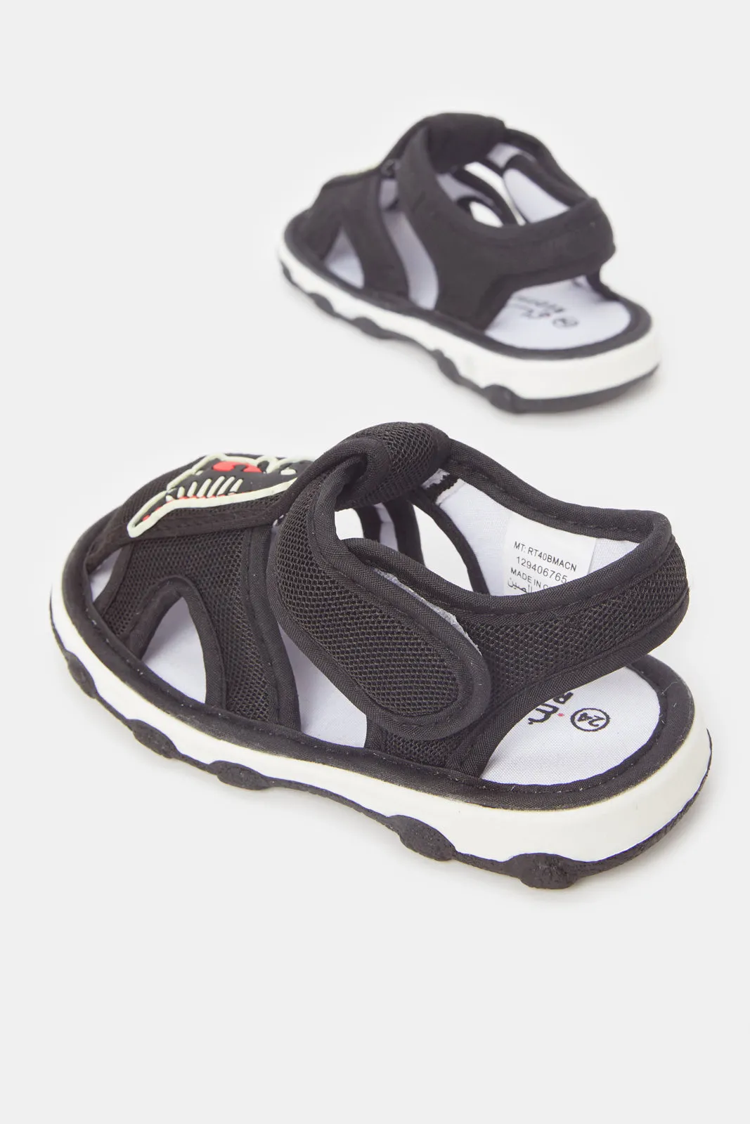 Infant Boys Black Dinosaur Sandal