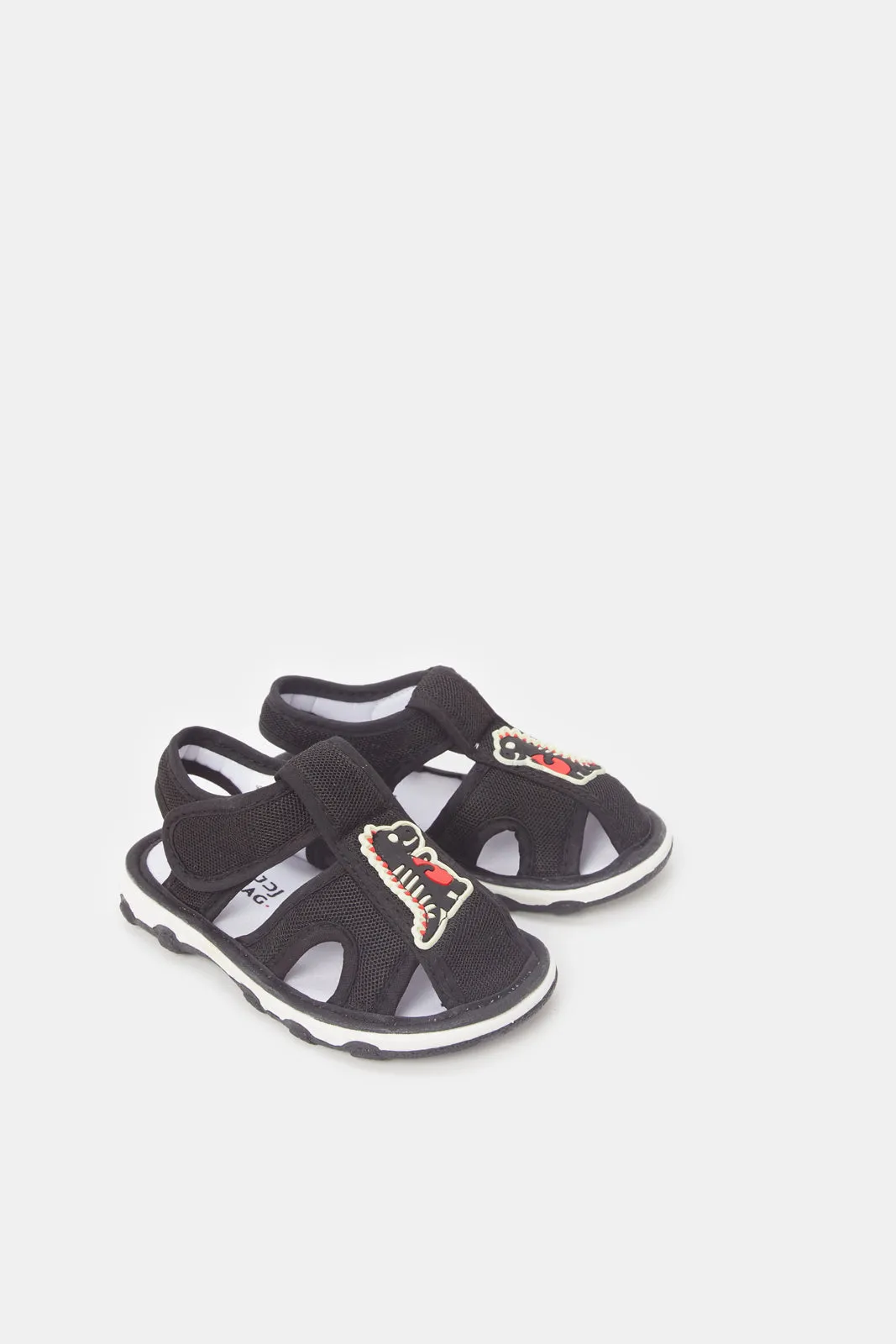 Infant Boys Black Dinosaur Sandal