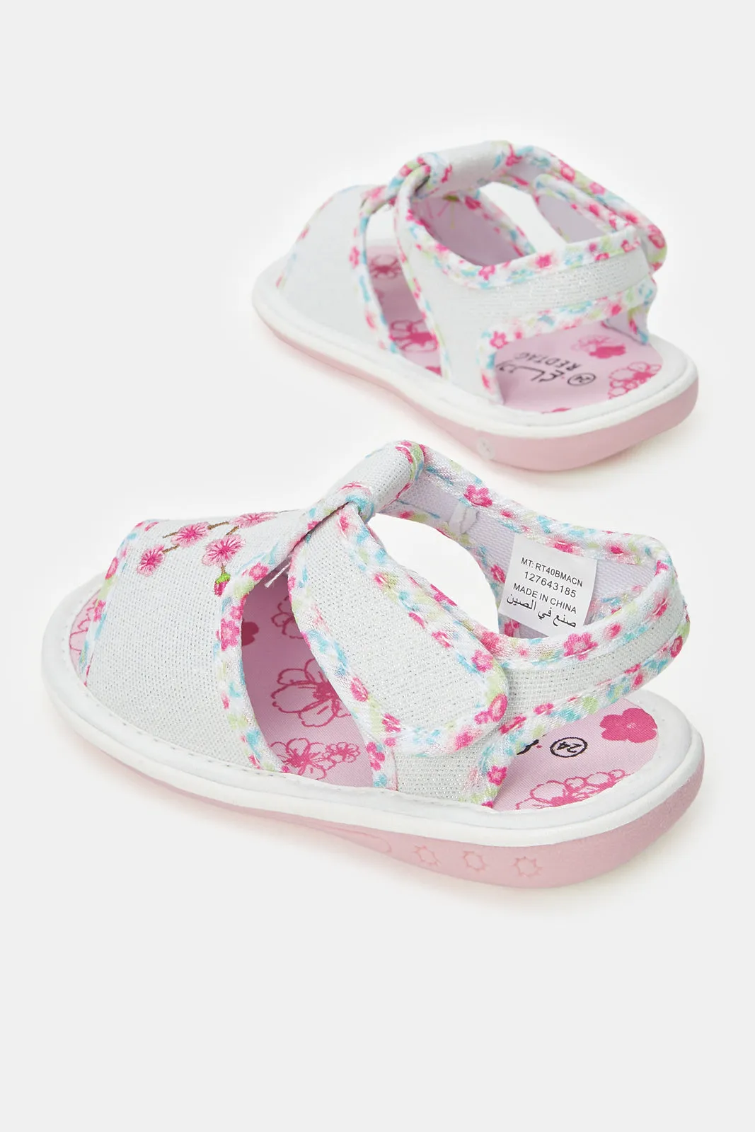 Infant Girls White Floral Pump