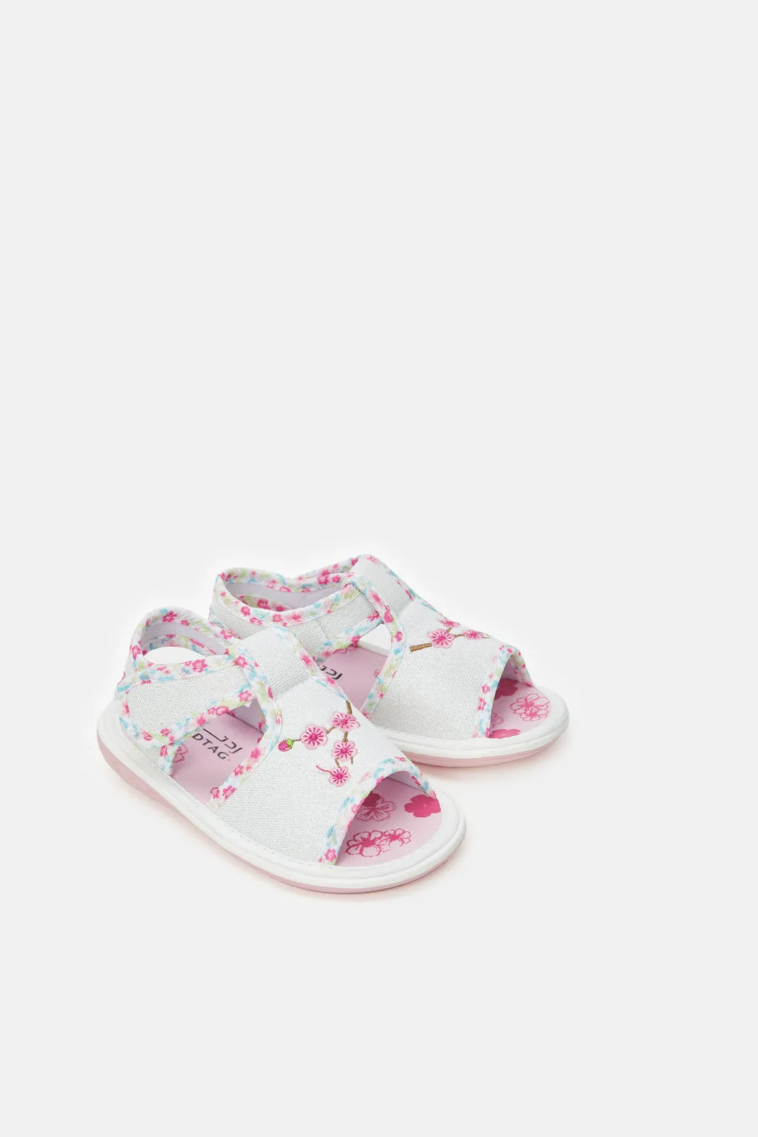 Infant Girls White Floral Pump