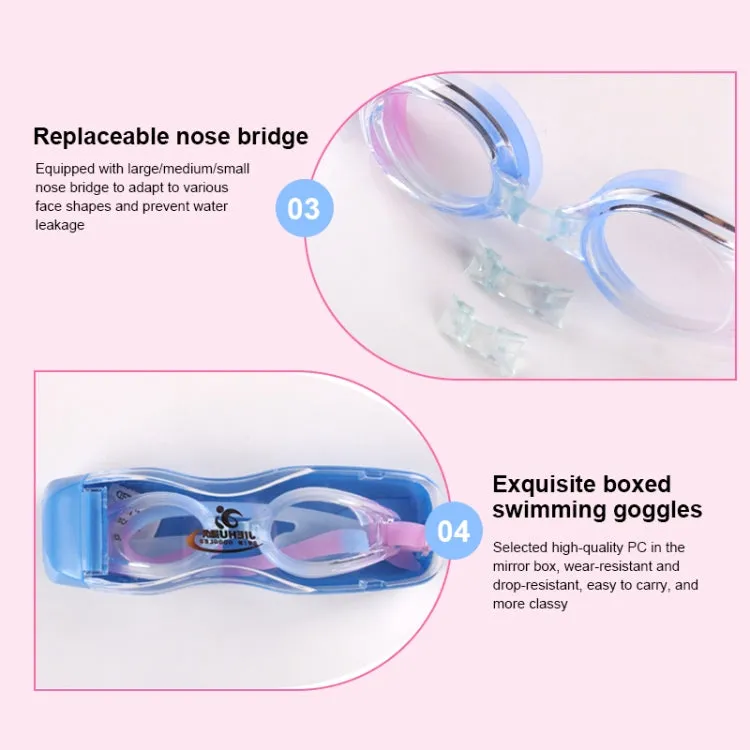 JIEHU JH8102 4 in1 Women HD Transparent Anti-fog Waterproof Swimming Glasses Swimming Cap Set(Blue Color)