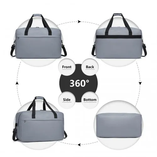 Kono Lightweight Multi Purpose Unisex Sports Travel Duffel Bag - Light Grey - Versatile, Stylish & Durable