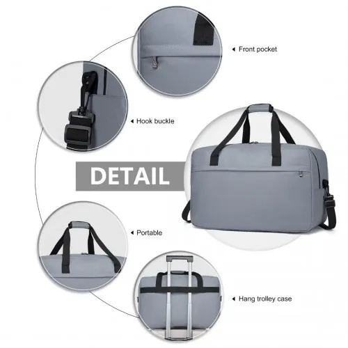 Kono Lightweight Multi Purpose Unisex Sports Travel Duffel Bag - Light Grey - Versatile, Stylish & Durable