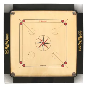 KOXTONS - Carrom Board 36 Inch Full Size with 3" Border (Super) with Stricker & Accessories, All Ages, Brown