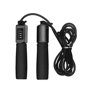 LAFILLETTE Plastic New Jump Ropes With Counter Sports Fitness Adjustable Counting Jump Skip Rope (Black), Spongy