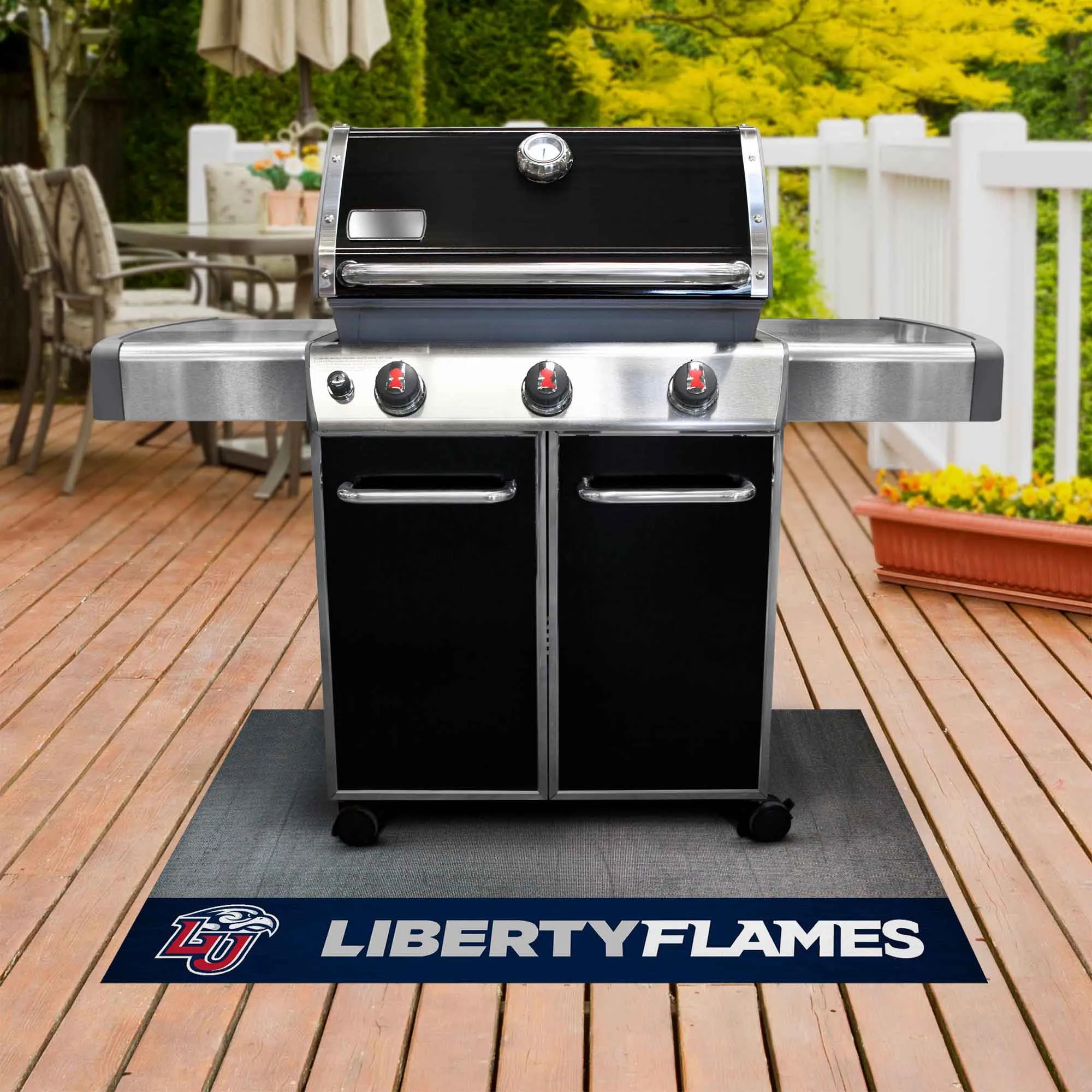 Liberty University Flames Vinyl Grill Mat - 26in. x 42in.