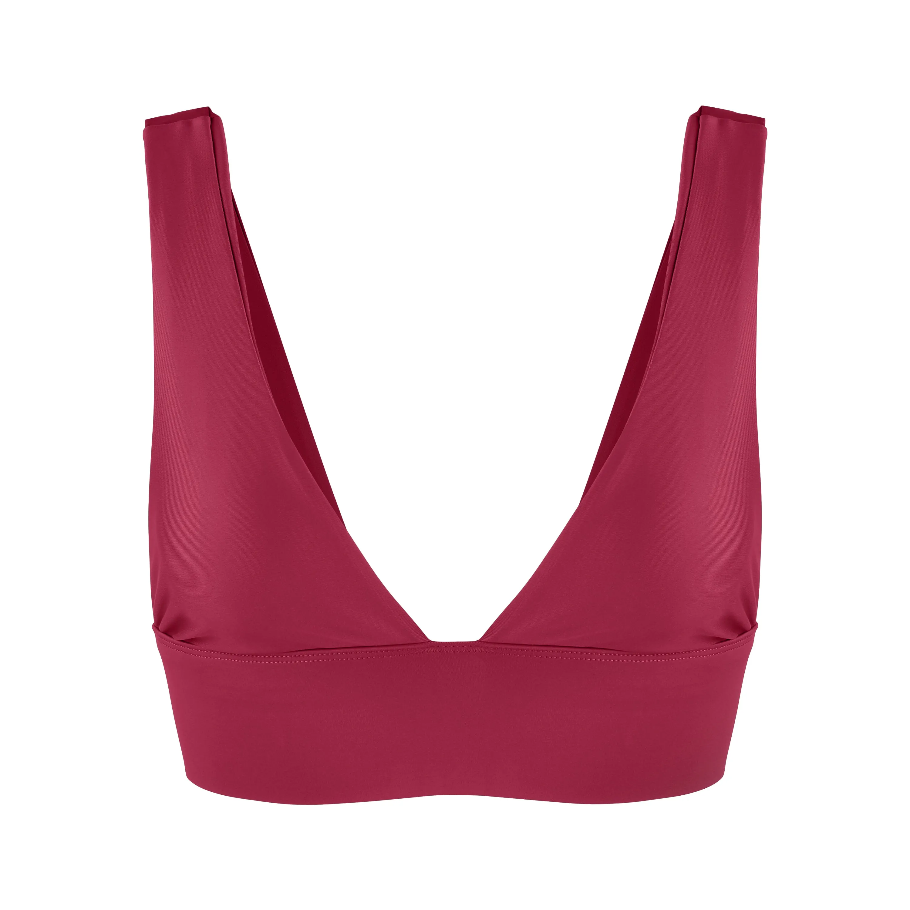 Lykke Deep Plunge Sports Bra | Recycled Nylon | Wine