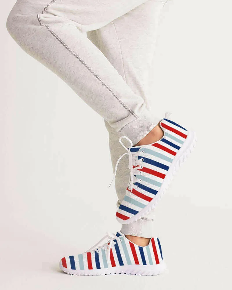 Mens Athletic Sneakers, Red White Blue Striped Shoes