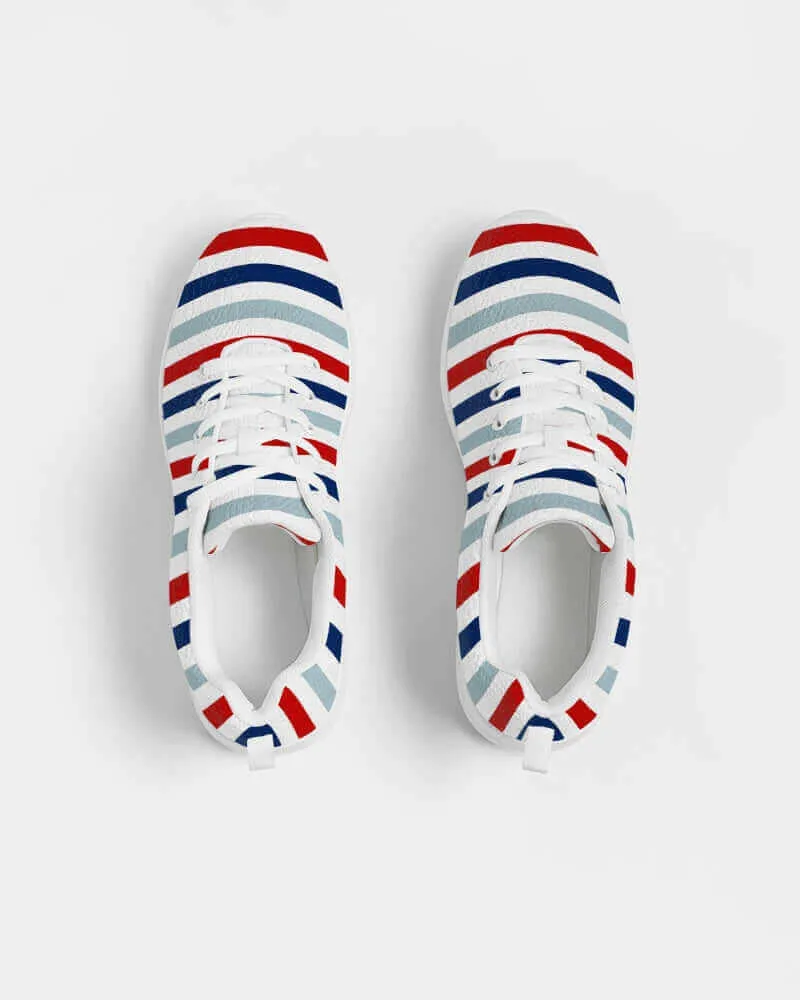 Mens Athletic Sneakers, Red White Blue Striped Shoes