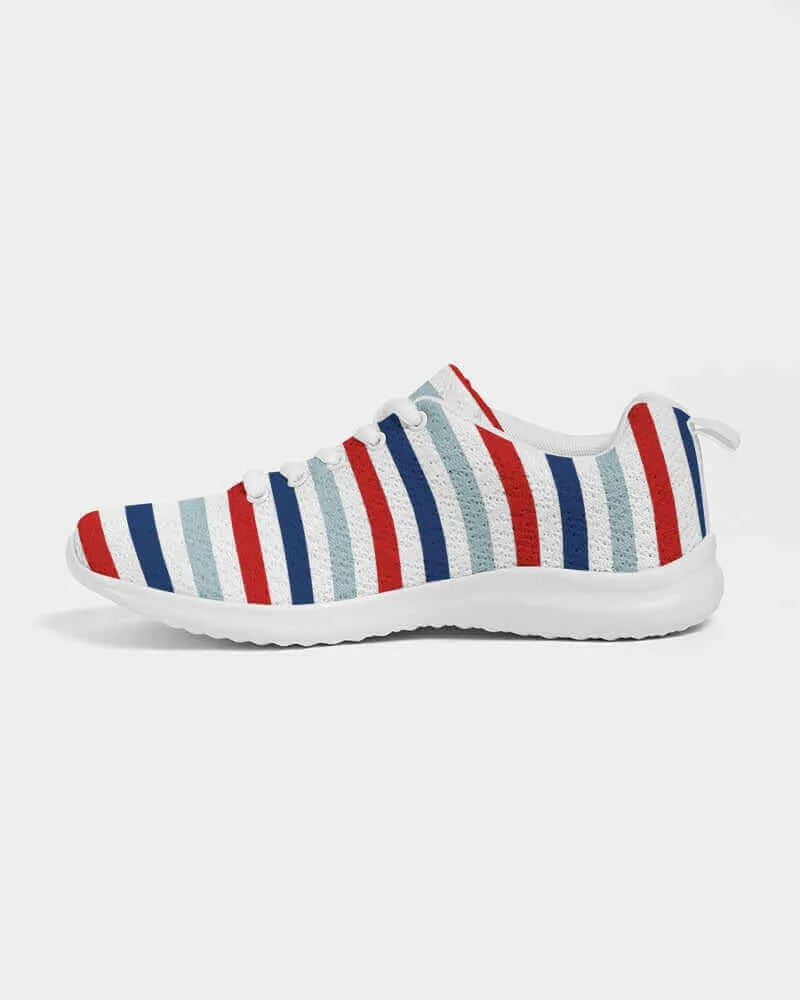 Mens Athletic Sneakers, Red White Blue Striped Shoes