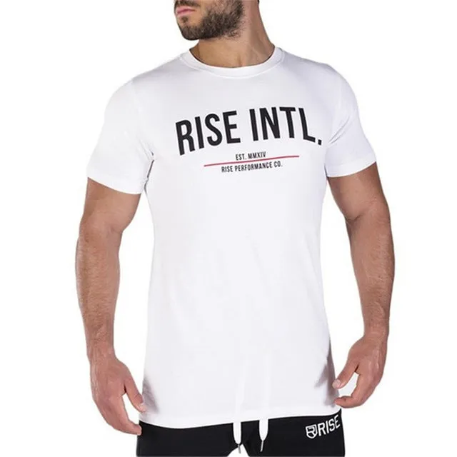 Mens Brand gyms t shirt Fitness Bodybuilding Crossfit Slim fit Cotton Shirts Short Sleeve workout Men fashion Tees Tops clothing