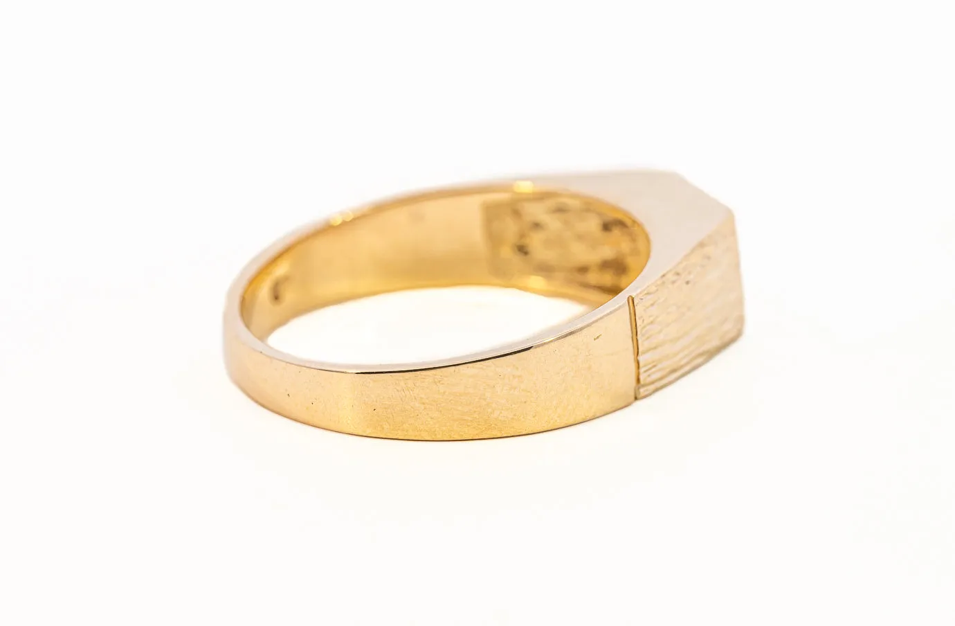 Men's Diamond Set Yellow Gold Signet Ring