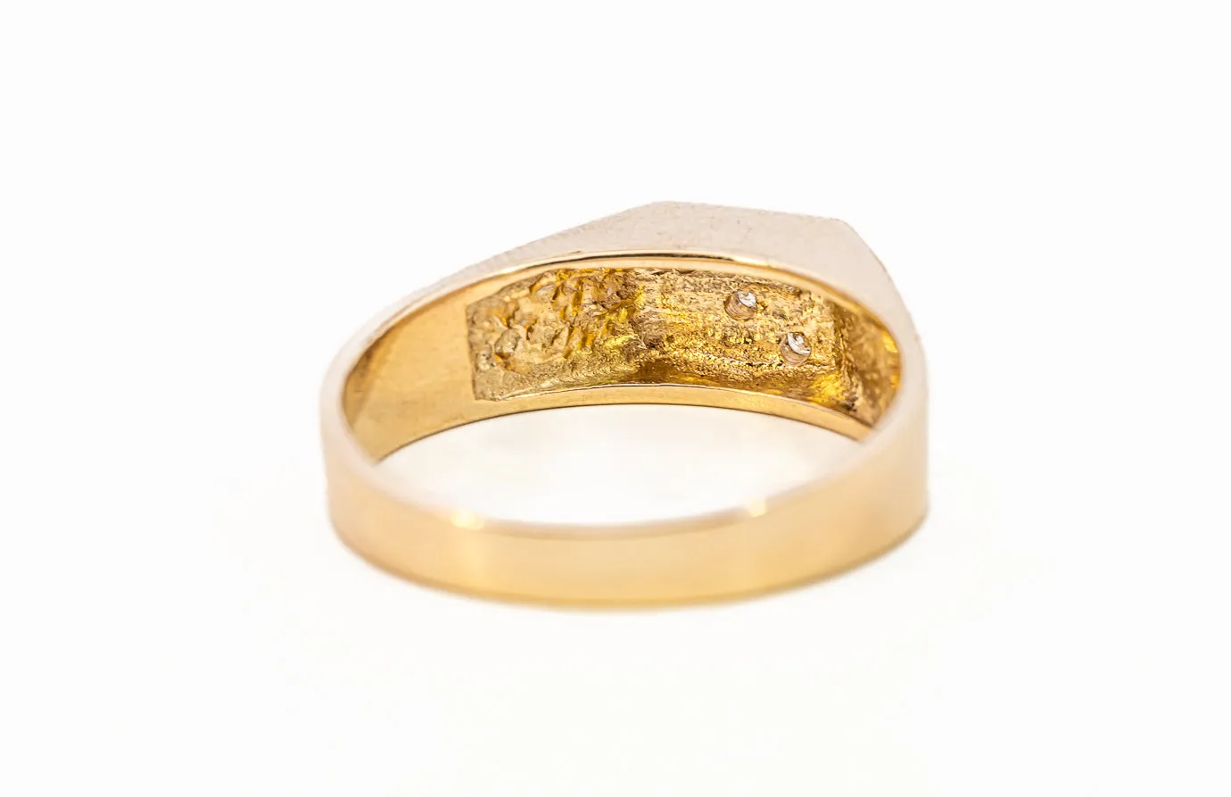 Men's Diamond Set Yellow Gold Signet Ring