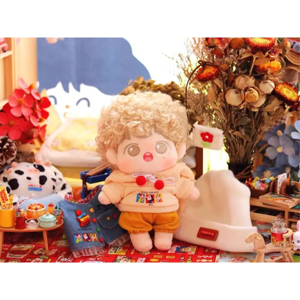 niannyyhouse 10cm 15cm 20cm 40cm Plush Doll Clothes Little Red Flower Set Elasticity Hat Hoodie Pants Vest Backpack Canvas Shoes Soft Stuffed Plush Toy Dress Up