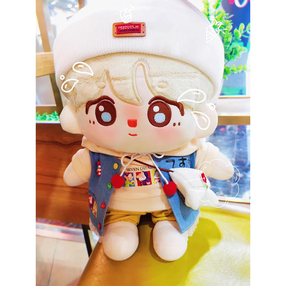 niannyyhouse 10cm 15cm 20cm 40cm Plush Doll Clothes Little Red Flower Set Elasticity Hat Hoodie Pants Vest Backpack Canvas Shoes Soft Stuffed Plush Toy Dress Up