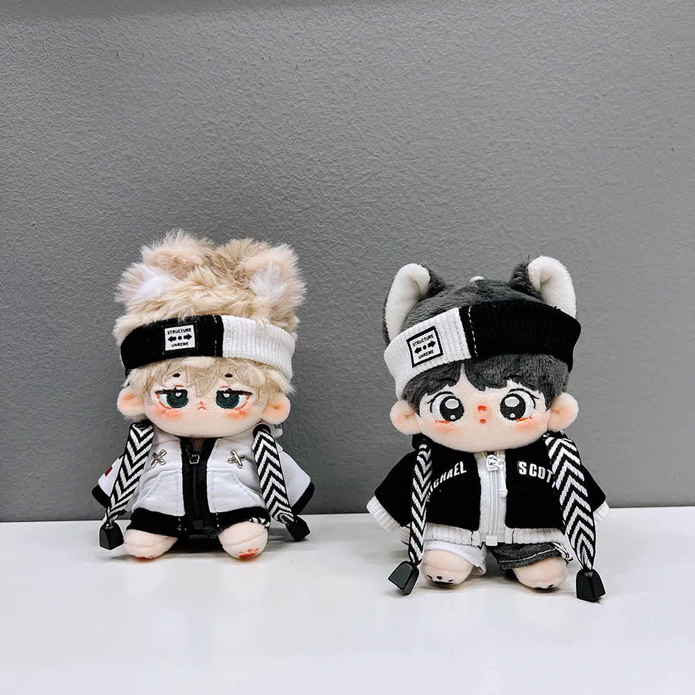 niannyyhouse 10cm 15cm 20cm Doll Clothes Loose Black and White Suit Headwear Hoodie Pants Glasses Shoes Plush Doll Dressup